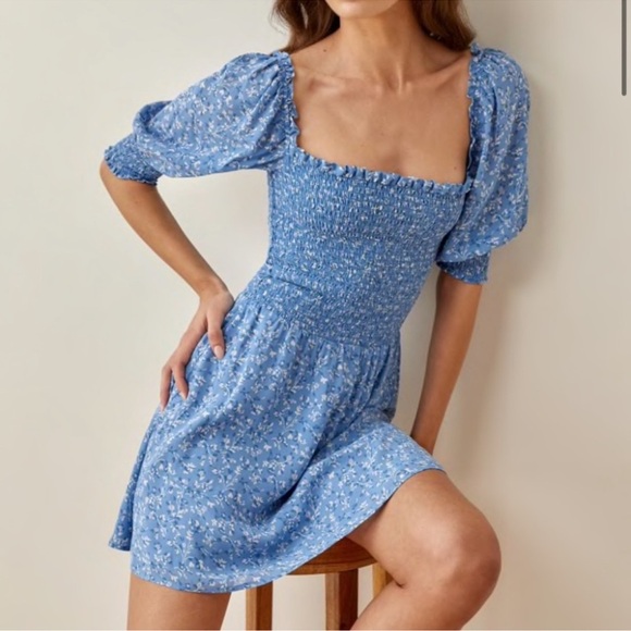 REFORMATION Elle Mini Dress In Suzette - Picture 4 of 10